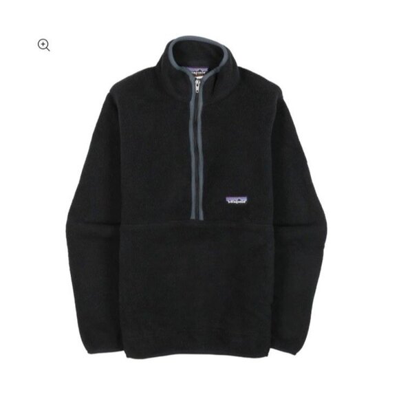 Patagonia Men's Medium Fleece Synchilla Pullover Black Half Zip Front Pocket - Picture 1 of 5